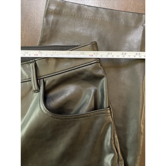 Abercrombie Fitch Pants 35/20 Black Leather 90s Relaxed Hi Rise Curve Love - Picture 4 of 7